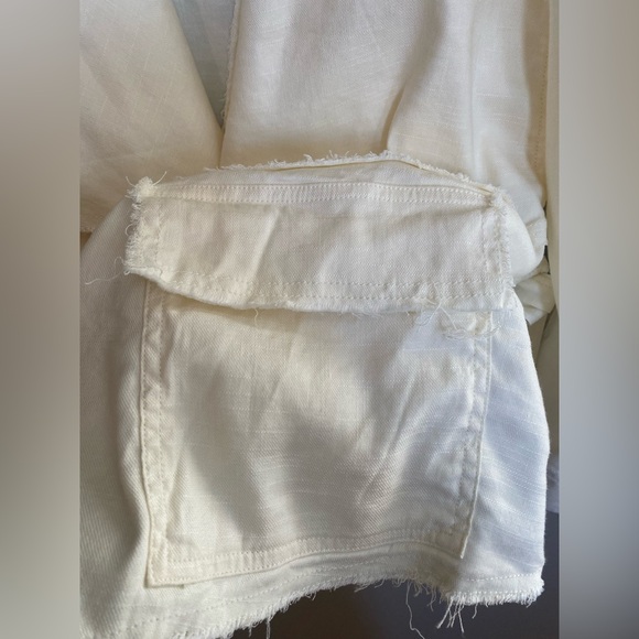 Free People Raw Femme Linen Jacket Eggshell Waterfall Front Side Buckles Size M - Picture 6 of 11